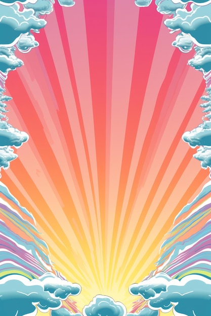 an illustration of the sun rising over clouds