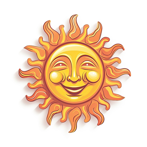 Illustration of a sun with face on a colored background Generative AI