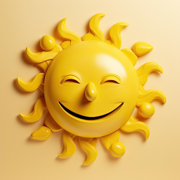 Illustration of a sun with face on a colored background Generative AI
