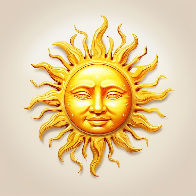 illustration of sun with face of god white background