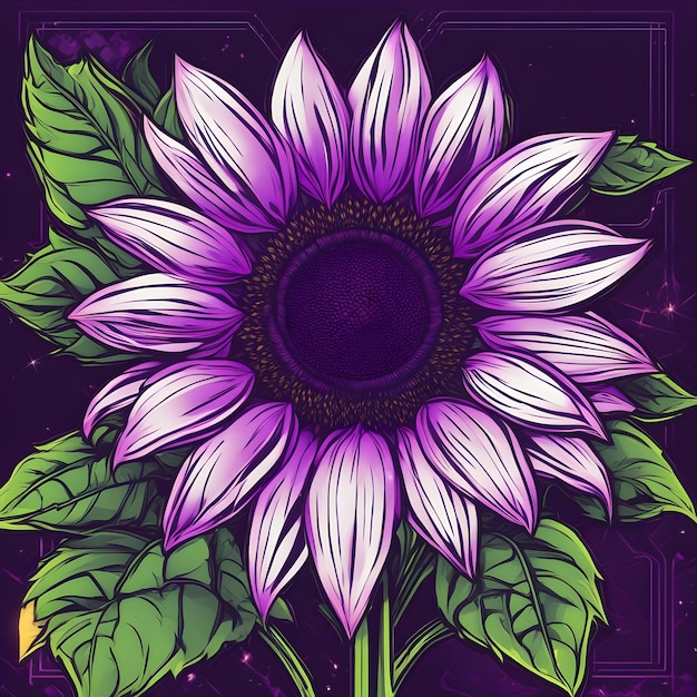 Illustration of a sunflower on a purple background