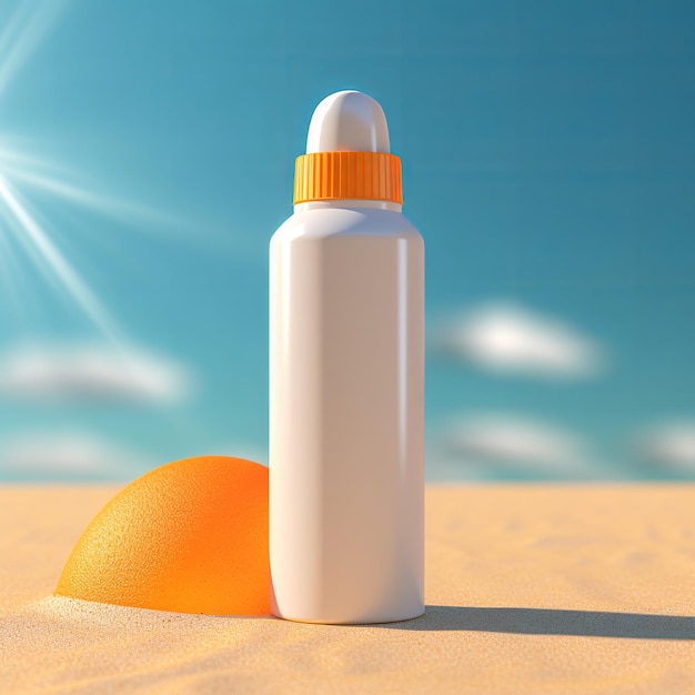 Photo illustration of sunscreen3d rendering of a bottle of sunscreen es