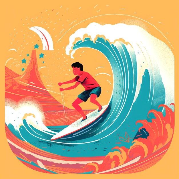 Illustration of surfer