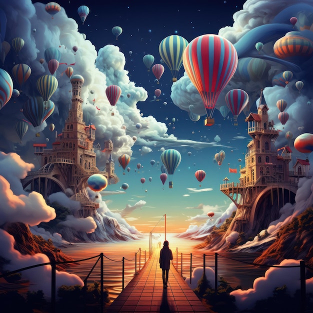 Illustration in surrealistic style World of imagination