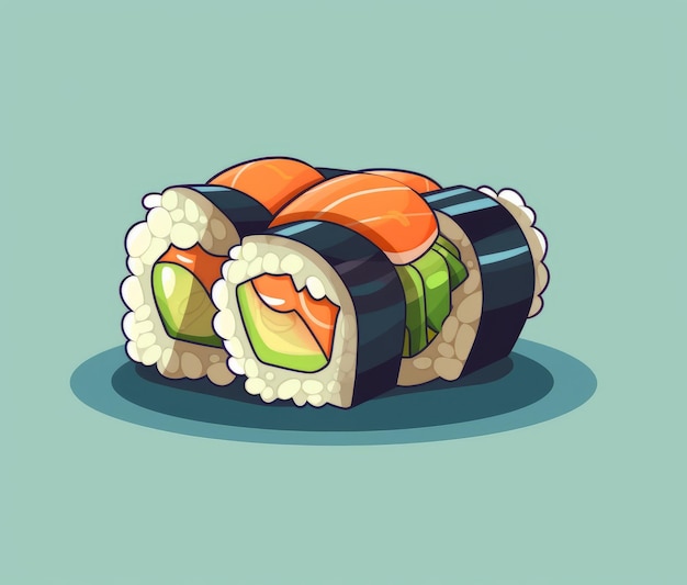 Illustration of a sushi with a green background