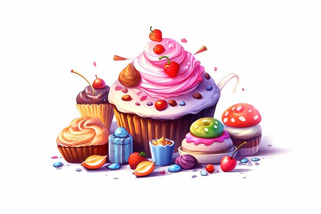 illustration of sweets day in white background Generative ai