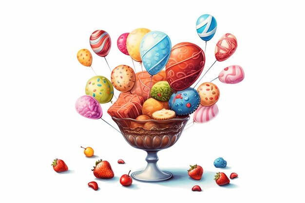 illustration of sweets day in white background Generative ai