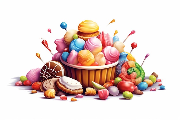 illustration of sweets day in white background Generative ai