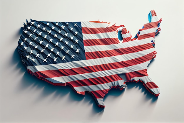 Illustration of symbol american map on white background AI