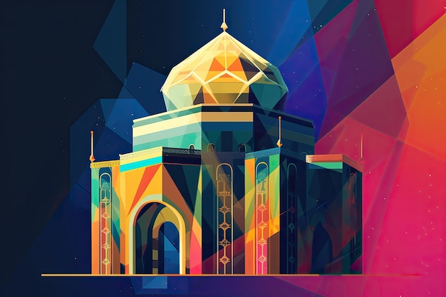 An illustration of the taj mahal in rainbow