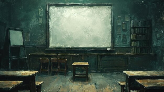 Photo illustration of teachers classroom whiteboard background