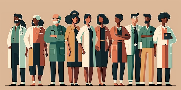 Illustration of a team of doctors for Doctors Day