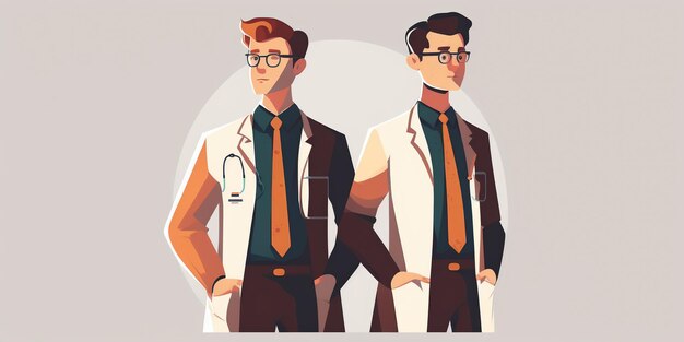 Иллюстрация команды врачей ко Дню врача