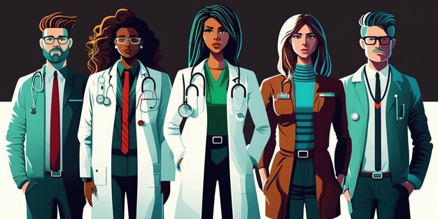 Illustration of a team of doctors for Doctors Day