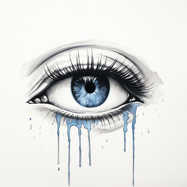 Illustration of a tearful eye the main focus of the image portrays a deep sense of sadness and vul