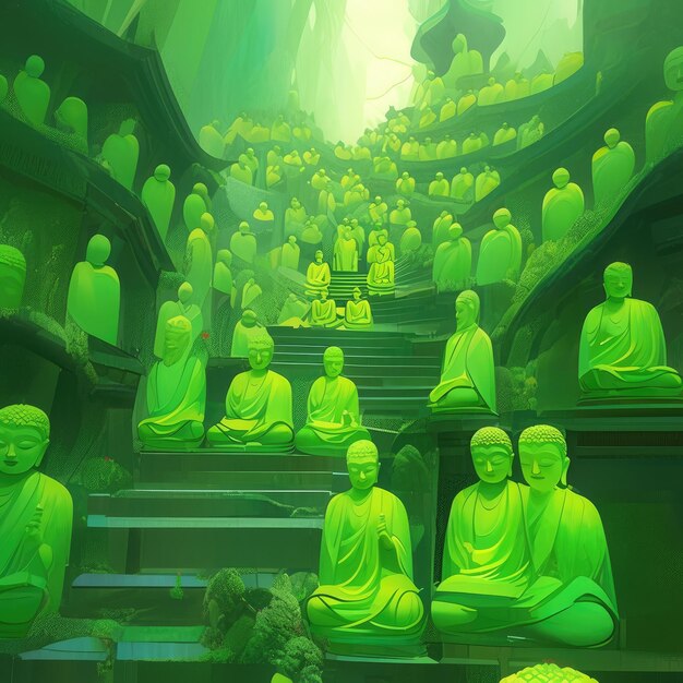 Photo illustration ten thousand buddhas day in green