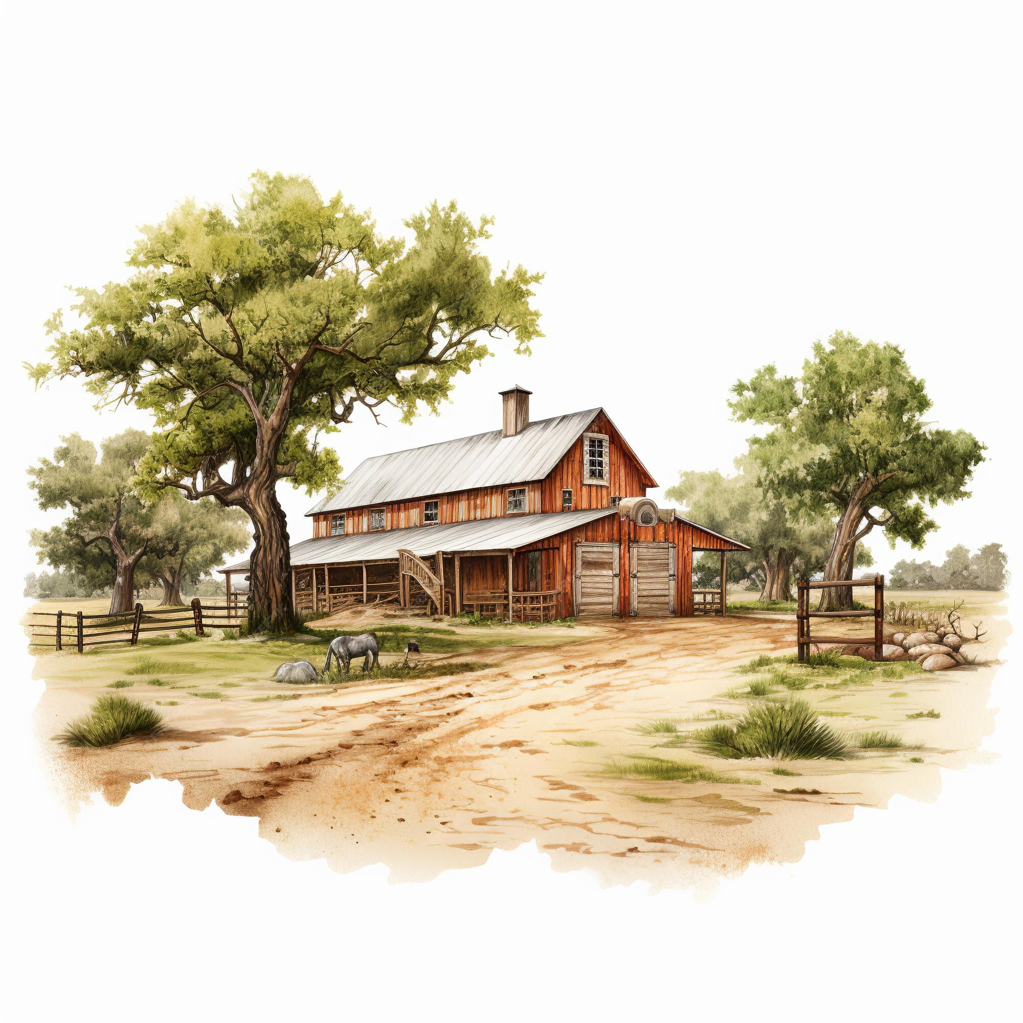 Premium AI Image | illustration of texas ranch illustration on white ...