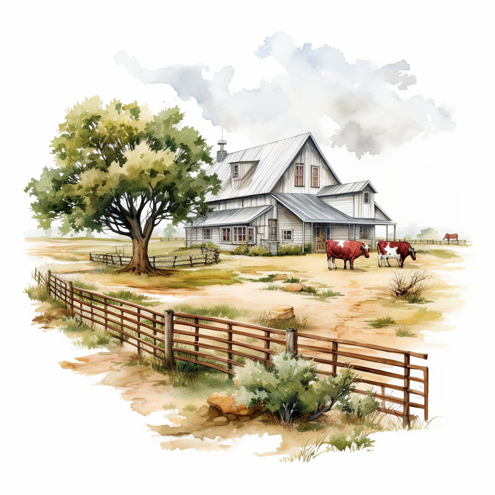Premium AI Image | illustration of texas ranch illustration on white ...