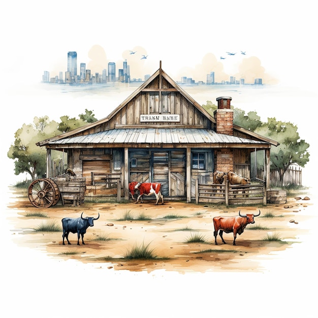 Premium Photo | Illustration of texas ranch illustration on white ...