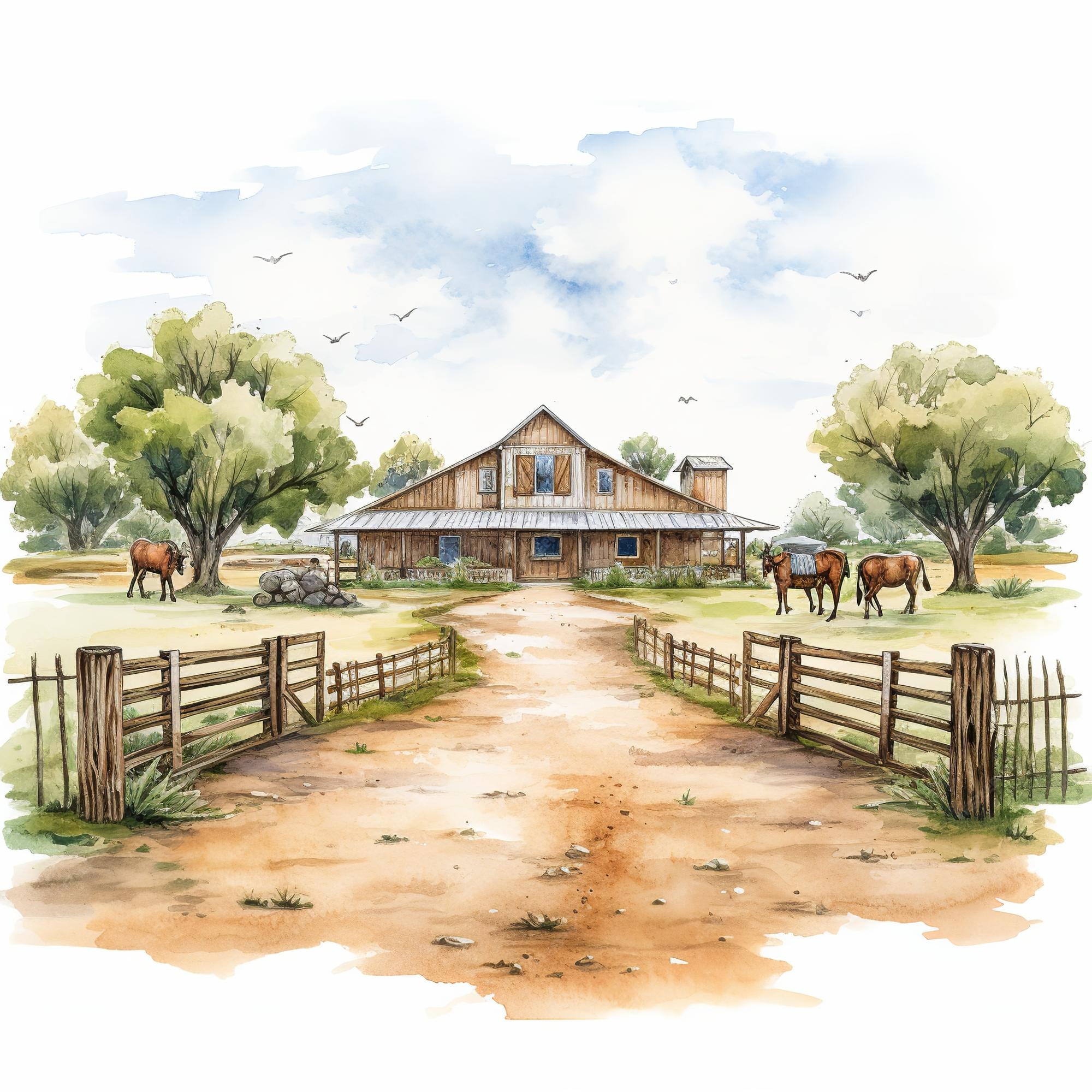 Premium AI Image | illustration of texas ranch illustration on white ...