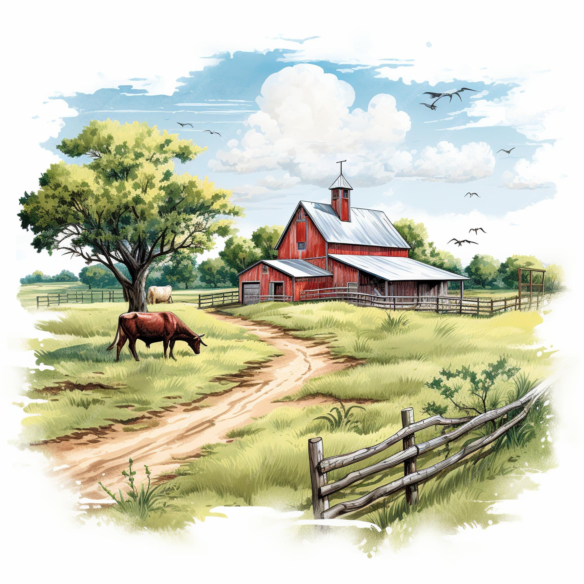 Premium AI Image | illustration of texas ranch illustration on white ...