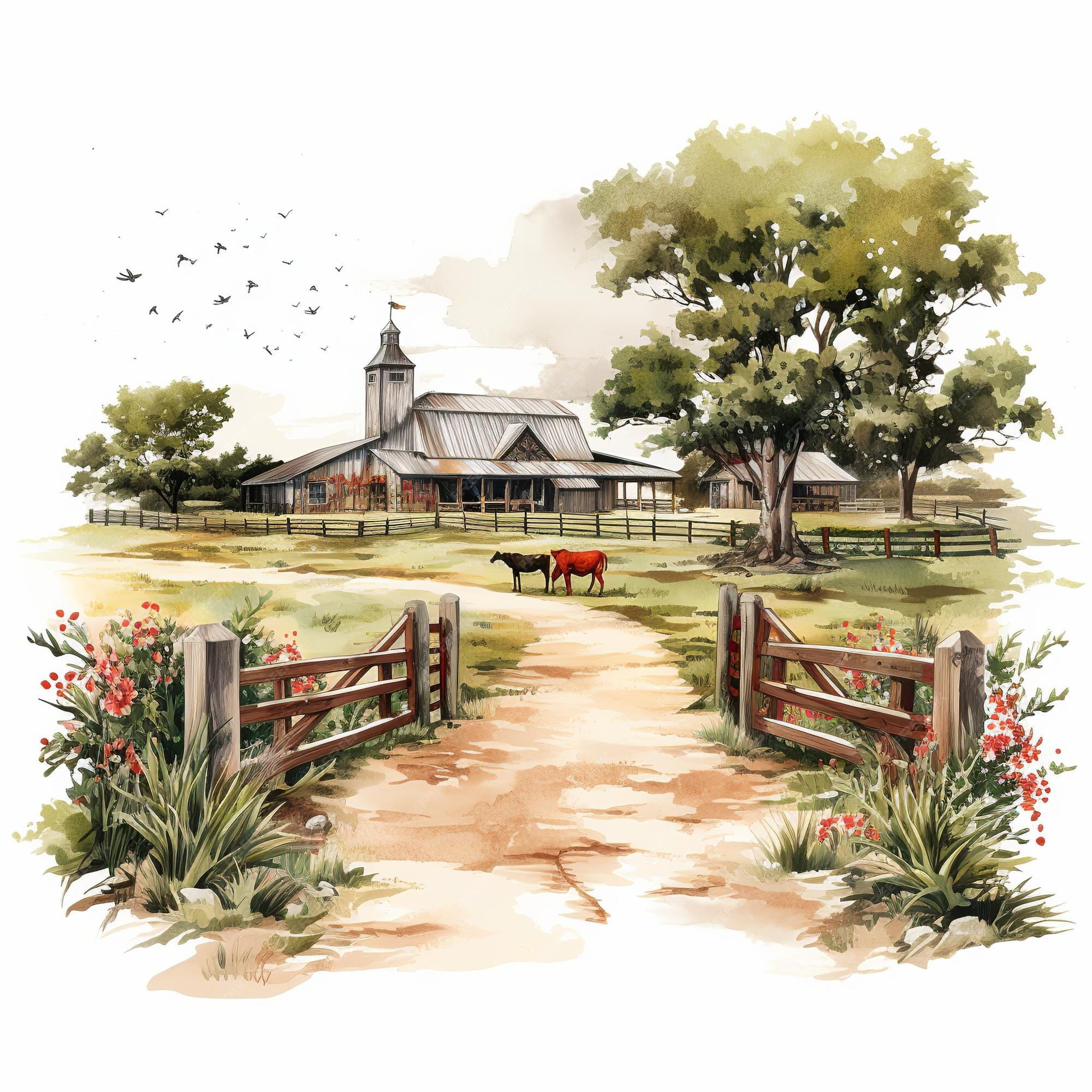 Premium Photo | Illustration of texas ranch illustration on white ...