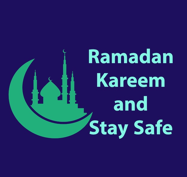 Photo illustration text ramadan kareem and stay safetypography lettering designprinting