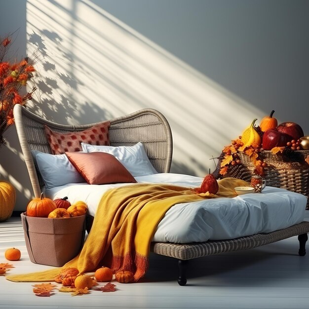 Illustration of thanksgiving festive bed chair day white wallpapers