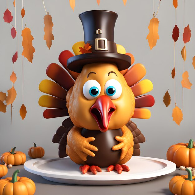 Photo illustration thanksgiving turkey cute pie