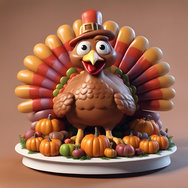 Photo illustration thanksgiving turkey cute pie