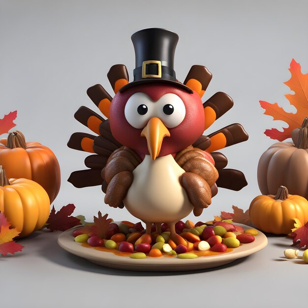 Photo illustration thanksgiving turkey cute pie