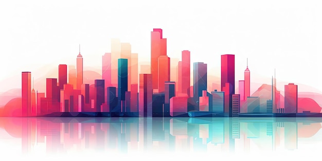 Photo an illustration that shows city skyscrapers on a transparent background in the style of bright