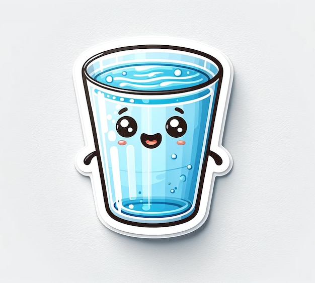 Photo illustration on the theme glass of water character sticker