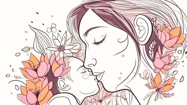 Illustration on the theme of mothers day generative ai