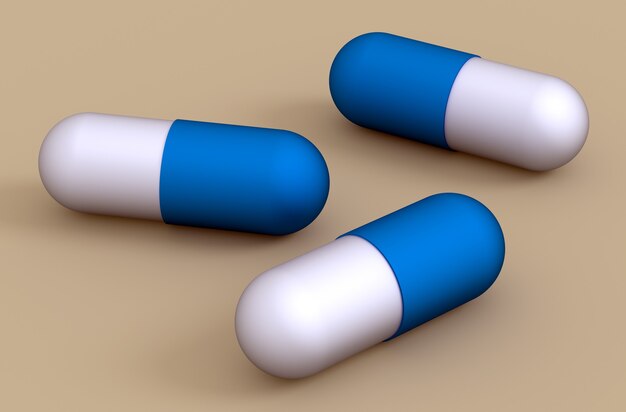 Illustration of three capsule pills