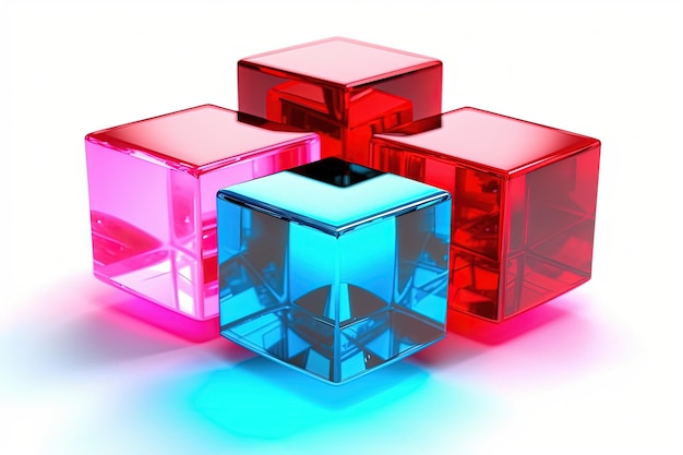 Photo illustration of three colorful cubes arranged in a row created with generative ai technology