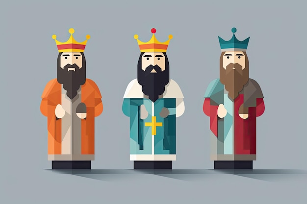 Photo illustration of the three wise men christianity tradition at christmas generative ai