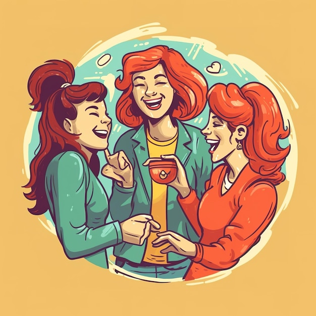 Foto illustrazione di tre donne che hanno una conversazione