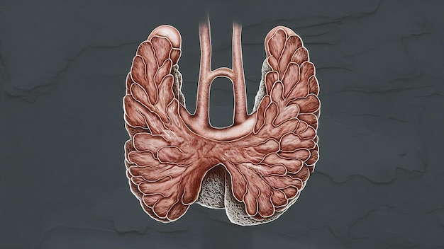 Иллюстрация щитовидной железы на серой бумаге