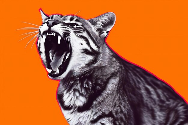 Illustration of a tiger isolated on a orange background