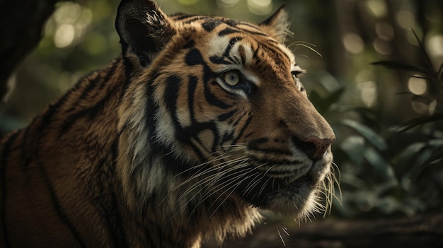 Illustration of a tiger in the middle of the forest