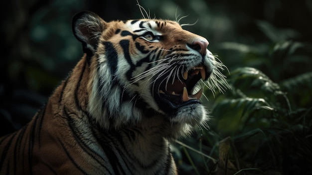 Illustration of a tiger in the middle of the forest