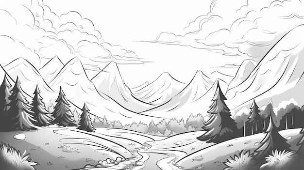 Illustration For Toddler's Coloring Book Valley