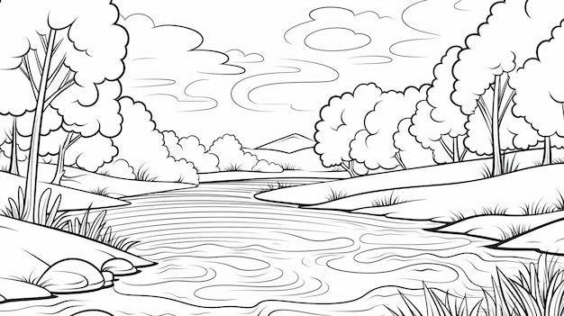 Illustration For Toddlers Coloring Books River