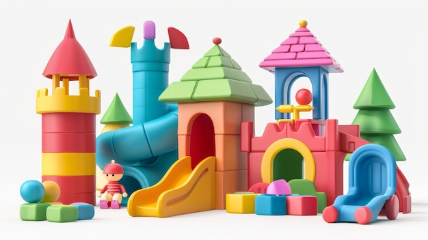 Illustration of a toy set in 3D modern format