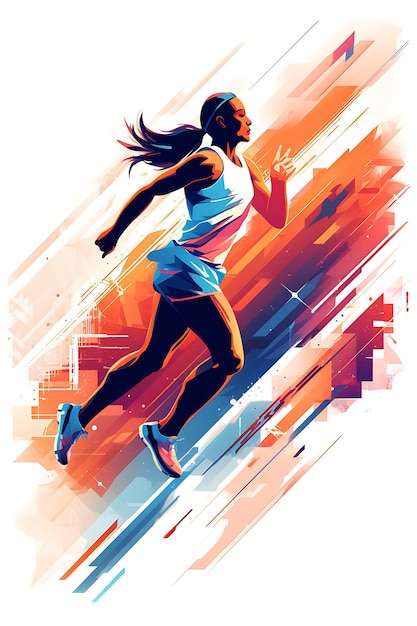 Illustration Track and Field Pursuit of Excellence Bright and Energetic C Flat 2D Sport Art Poster