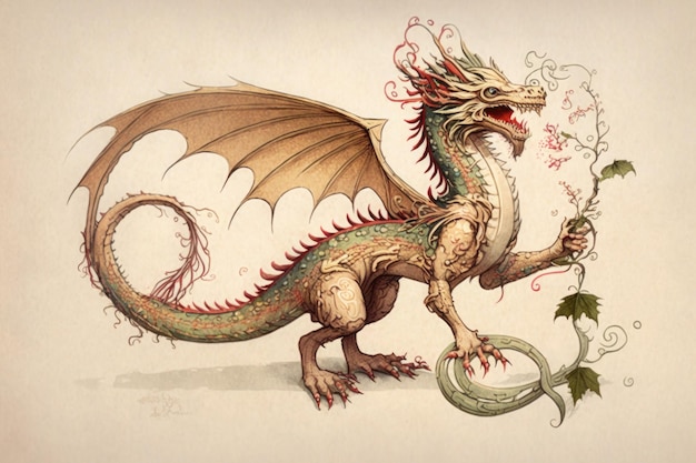 Illustration of traditional fairy tale dragon ai generated