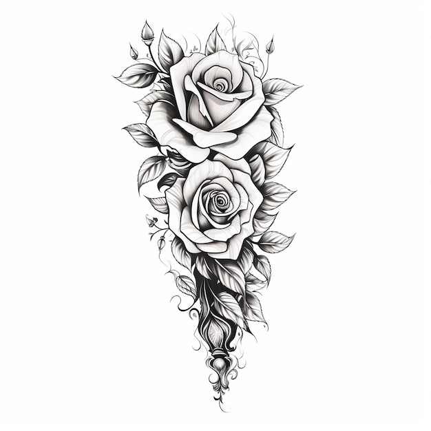 illustration of traditional tattoo black and white of sleeve tattoo