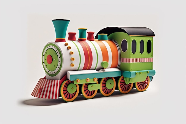 Illustration of a train toy children white background