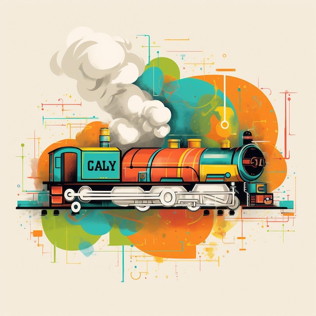 An illustration of a train with different colors